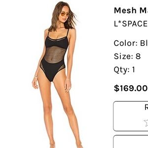 L*space mesh black bathing suit size 8